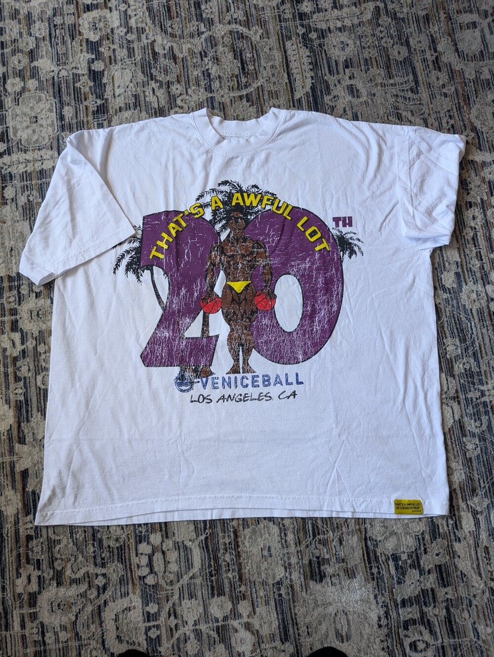 That's A Awful Lot of Cough Syrup Venice Ball Graphic Tee White Size 3XL